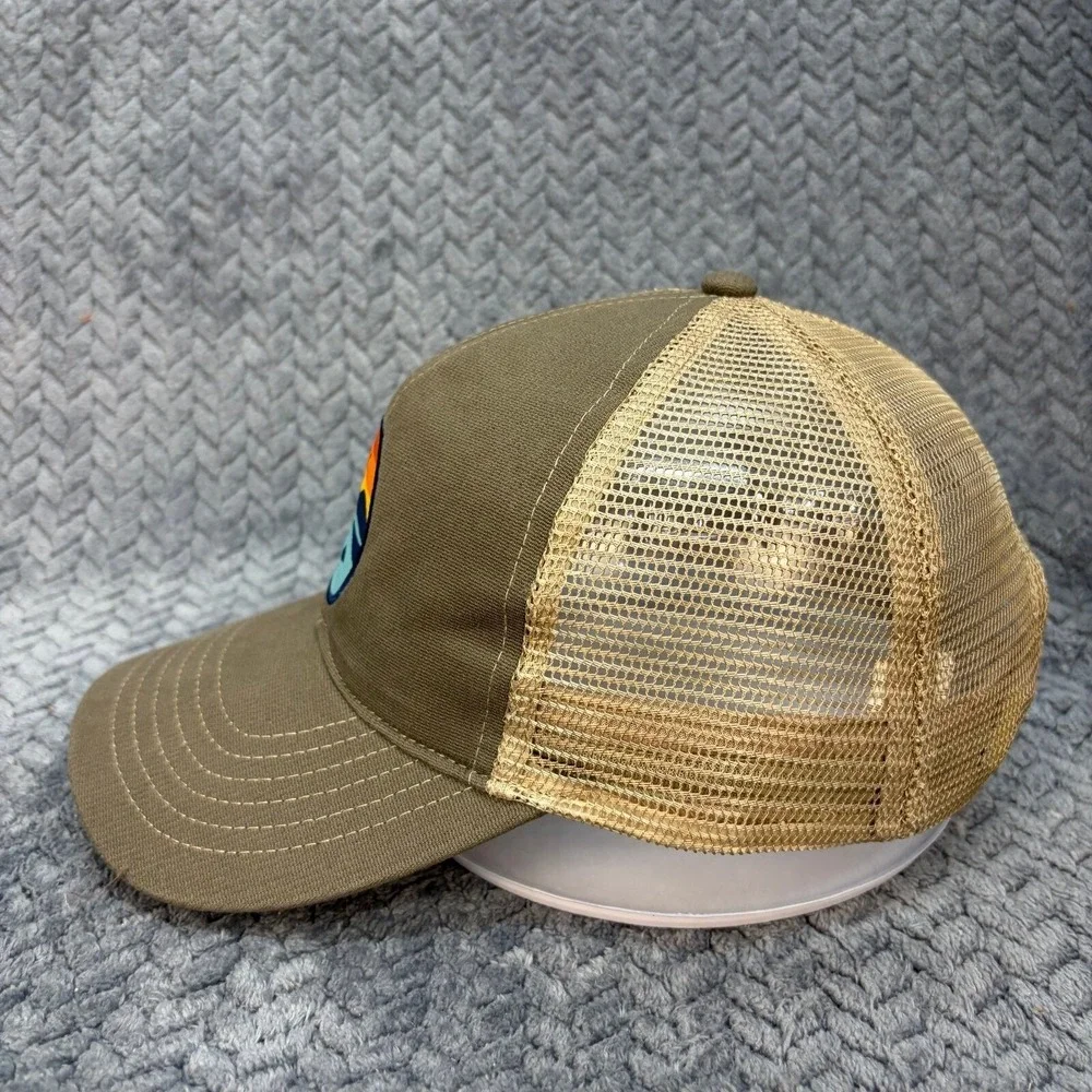 Base Level Lake Tahoe Trucker Hat Olive Green Tan Mesh Back Adjustable Cap